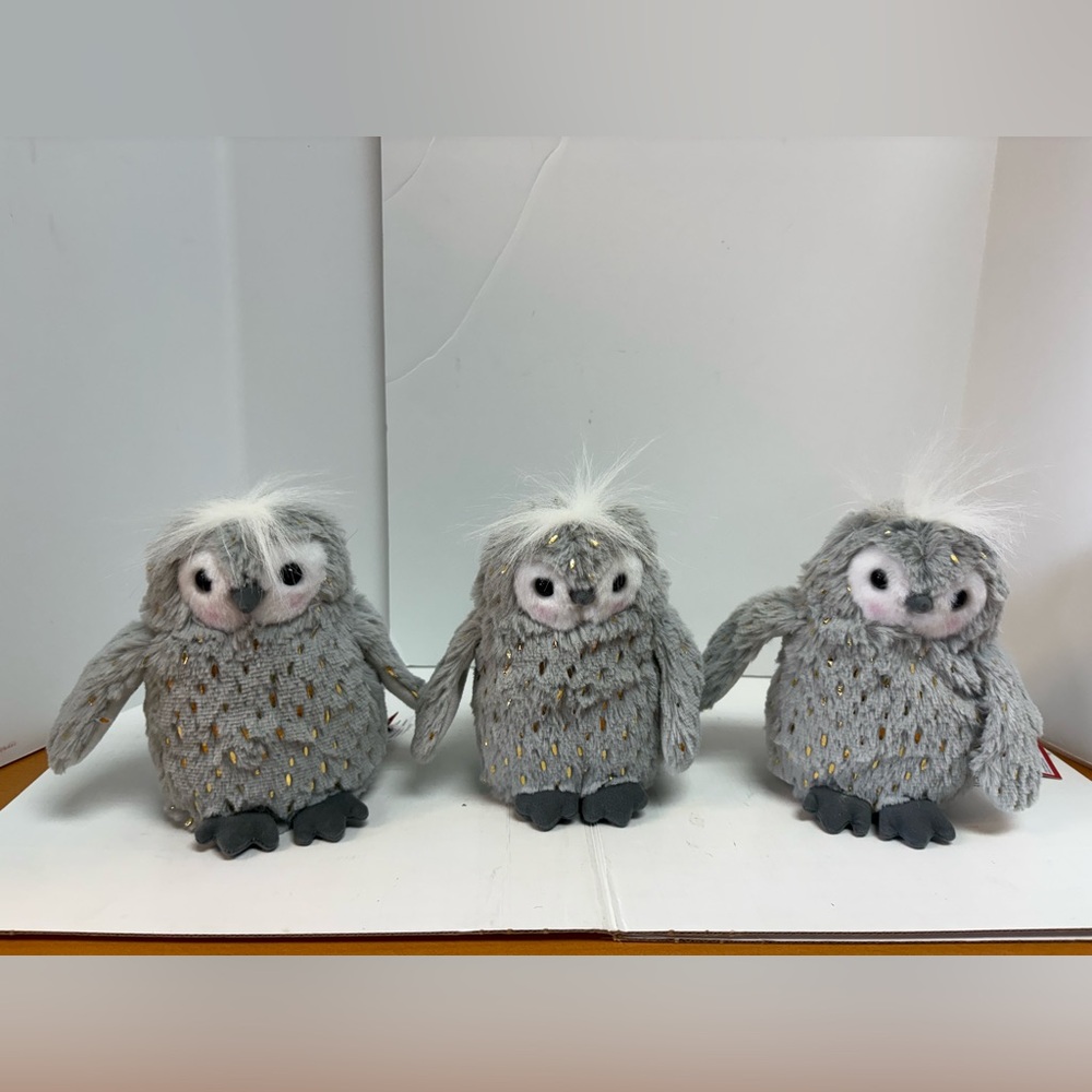 Lot of 3 Douglas Gray Owl Stuffed Animals, 5 inches, New with tags